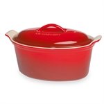 Terrine ovale, couvercle et presse 20 cm cerise Le Creuset